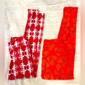 💥3/$15💥 2pairs Vintage LuLaRoe Valentine’s Heart Leggings OS Lot